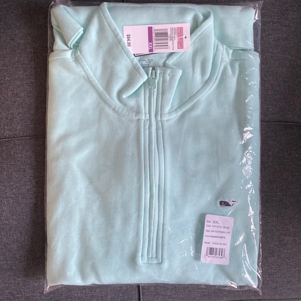 Men’s Solid Broadfield 1/2 Zip XXL Crystal Vineyard Vines